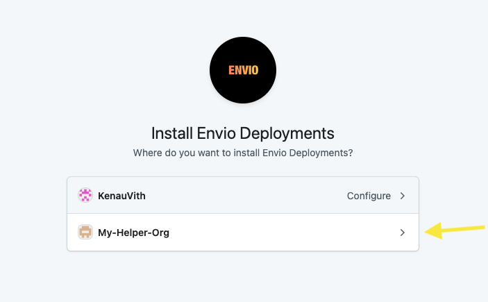 Install Envio Deployments Page